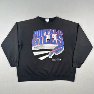 Vintage 90s Buffalo Bills Sweatshirt Men's XL Black Pullover Crew Beck Football